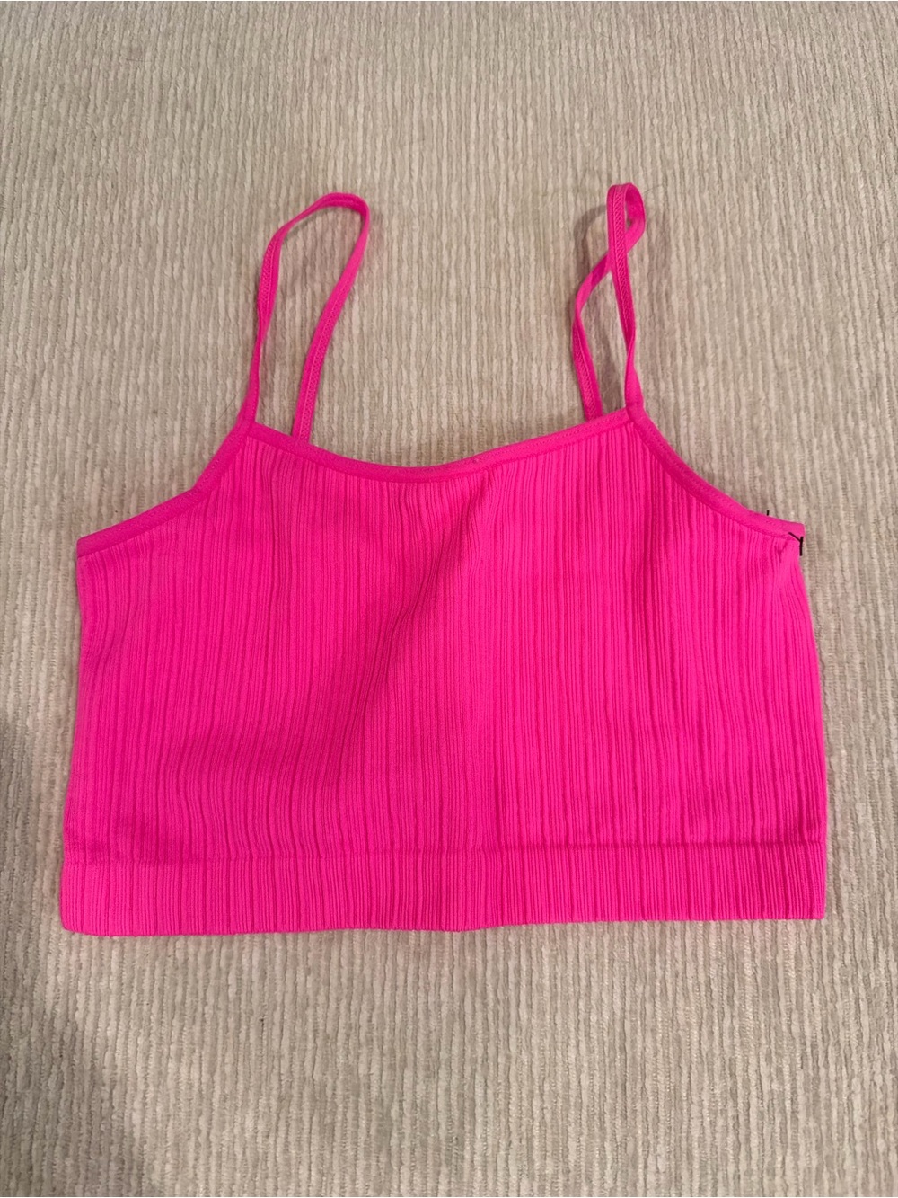 Art Class Neon Pink Ribbed Crop Cami NWOT